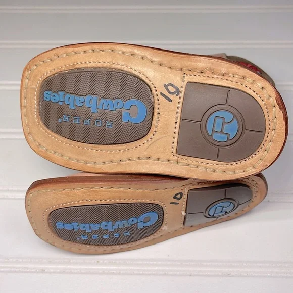 ROPER COWBABIES EUC Genuine Leather Velcro Cactus Cowboy Western Boots - Picture 3 of 3